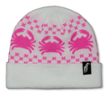 Crab Grab Nordicrab White Hot Pink Beanie Warm Recycled Acrylic Winter Headwear